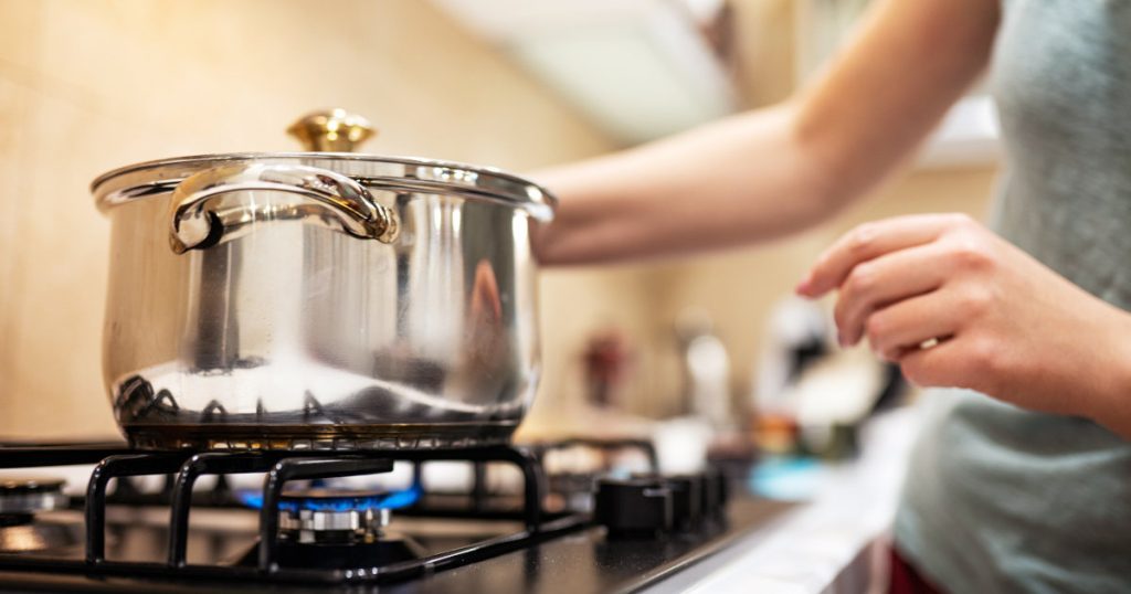 pot above propane burner